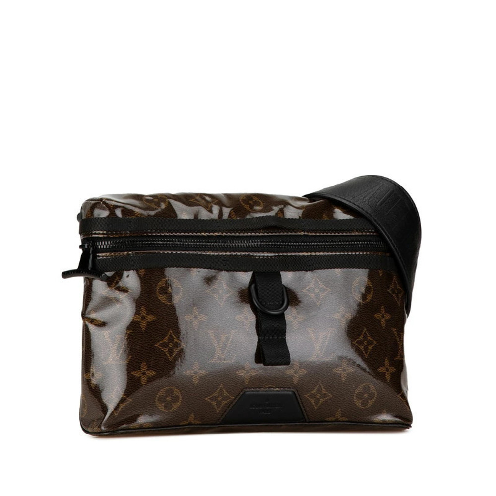 Louis Vuitton Bag Glaze Black Messenger Leather Brown Shoulder Vinyl Black Brown